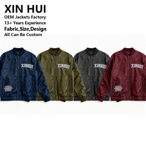 Chaqueta Bomber Personalizada de Invierno con Cremallera Larga, Estilo Urbano, Tela con Textura de Papel, Chaqueta Cortavientos Arrugada para Hombre, Estilo Urbano, Techwear, Varsity - Product Image 4