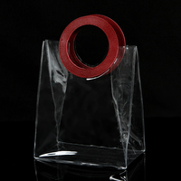 Sac à main à poignée ronde en PVC transparent en trois dimensions, sac de shopping en plastique étanche, sac cadeau logo imprimable