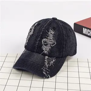 Di Design hip-hop bianco personalizzato cappello strappato denim berretto da baseball