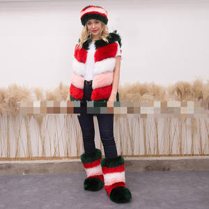 Dropshipping autunno inverno stivali da donna cerchietto in pelliccia gilet finto Set di fasce pelose da donna - Product Image 5