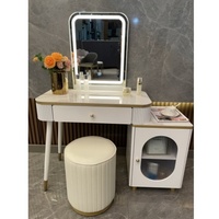 Ensemble de coiffeuse de luxe blanc avec LED et armoire latérale, certifié CE, pour chambre et hôtel (vente en gros)