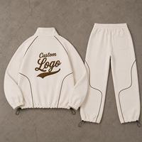 Ensemble de survêtement pour homme 100% coton épais, demi-zip, avec broderie script, en molleton, coupe oversize, style streetwear, personnalisable