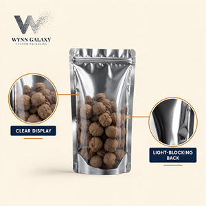 Small MOQ Custom Stand Up Pouch 15x22+4cm Yin Yang Clear Window Foil Back Zipper Resealable Food Packaging <b>Bag</b> US Stock - Product Image 3