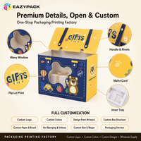 Boîtes cadeaux pliables EAZYPACK avec couvercle et plateau, vente en gros, personnalisées, motif dessin animé pour enfants, avec fenêtre et poignée, pour bonbons et jouets de fête d'anniversaire
