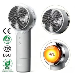 2-in-1 Face Cleansing Brush Electric Heating Silicon Facial Cleaning Customized Remove Pores Face <b>Cleaner</b> - Product Image 1