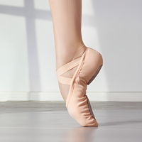 Chaussons de danse souples en toile personnalisables de haute qualité, à enfiler, professionnels, pour enfants et filles, doublure en coton rose, cuir véritable