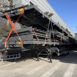 Promotion : Semi-remorque plateau 3 essieux 60 tonnes, qualité Oreno, <span class=keywords><strong>prix</strong></span> direct usine pour le <span class=keywords><strong>transport</strong></span> de conteneurs et de charges lourdes - Product Image 3