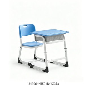 Escritorio y Silla Escolar de Altura Ajustable con Superficie Azul y Estructura Metálica para Niños, Modelo 34396-KZ28A - Product Image 5