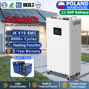 แบตเตอรี่ลิเธียมไอรอนฟอสเฟต (LiFePO4) 51.2V 16kWh ของ EU รับประกัน 5 ปี พร้อมระบบจัดการแบตเตอรี่ (BMS) รุ่น JK V19 พร้อมฟังก์ชั่นทำความร้อน สำหรับเก็บพลังงานแสงอาทิตย์ภายในบ้าน - Product Image 1