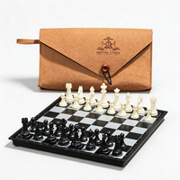 Jeu d'échecs magnétique pliable en plastique de 25 cm avec pochette en daim de luxe - Jeu de société éducatif professionnel portable, cadeau de voyage