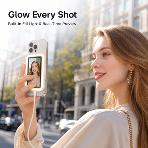 Funda de Teléfono con Espejo para Selfies, Recargable y Portátil, con Pantalla Dividida, Luz LED Magnética, Compatible con Todos los Teléfonos - Product Image 3