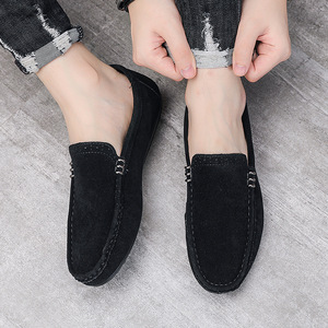 Men's Retro Trendy Suede Loafers One Foot Stirrup Lazy Shoes for Spring/Autumn Outdoor Casual Leather Driving Shoes PU <b>Insole</b> - Product Image 5