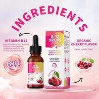 Complément alimentaire liquide de vitamine B12 OEM/ODM, saveur cerise, vitamine B12 5000 mg, gouttes liquides de vitamine B12