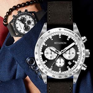Relojes de Cuarzo para Hombre con Correa de Cuero Genuino OEM ODM, Esfera Sunray Panda de Lujo - Product Image 4
