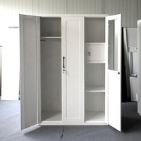 Armoire en acier profilé au design moderne, 3 portes verrouillables, armoire de rangement pour vêtements en métal pour la chambre à coucher, la maison ou l'hôtel