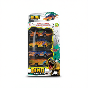 Ensemble de 4 voitures miniatures Dino Racer pour enfants de 3 ans et plus, pack de véhicules dinosaures à collectionner - Product Image 2
