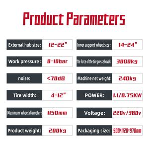 Changeur de pneus automatique 24 pouces à double cylindre avec bras auxiliaire - Démonte-pneus/assemblateur de pneus Run-Flat pour garages et ateliers de peinture - Product Image 2
