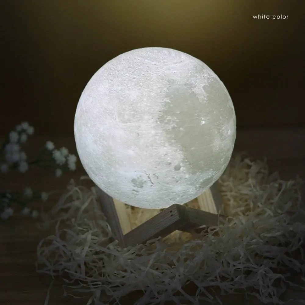 Hochwertiger 3D-Druck mond förmige 8cm 16 Farben Geschenk boxen LED 3D Mond lampe Licht