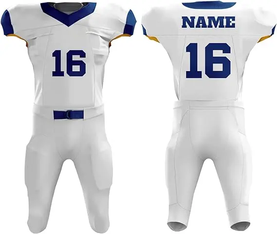 Fútbol americano Jersey equipo conjuntos uniformes poliéster en blanco malla americana cómoda ropa de fútbol