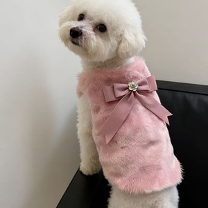 Pull en polaire pour chien, blanc et rose, avec nœud décoratif, vêtements pour animaux de compagnie, automne-hiver - Product Image 4