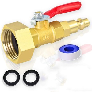 Nissin Brass Water Valve 1/4 In Female Thread For RV Camping Garden Hose Connection With Red Handle And O-Rings - Product Image 1