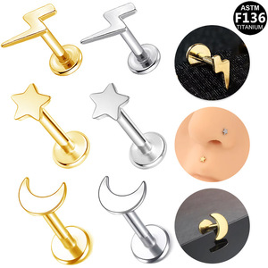 Boucles d'oreilles et anneaux de lèvre en titane pour piercing d'oreille et de nez, bijoux de mode au design géométrique, pour usage quotidien - Product Image 5