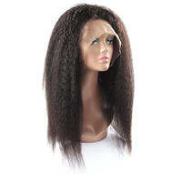 Perruque Lace Front Yaki Lisse Sans Colle Cheveux Humains Vente en Gros Noir Naturel Pré-Pluckée avec Baby Hair Dentelle HD pour Femmes Noires