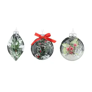 Valentines Day Round Clear Glass Ball Christmas Ornaments Christmas Tree Baubles Glass Fillable Ball For Christmas Party Decor