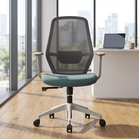 Chaise de bureau ergonomique moderne à dossier mi-haut avec support lombaire, vérin à gaz TUV Classe 4, hauteur réglable, pivotante, pour usage professionnel exécutif