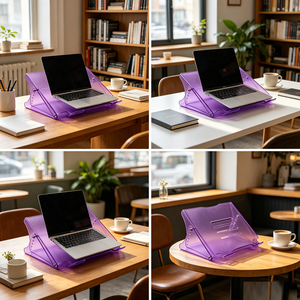 Support d'écran ergonomique moderne en acrylique de qualité professionnelle, support autoportant personnalisé pour ordinateur portable et affichage sur bureau - Product Image 5