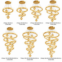 Lustre moderne en cristal K9 en spirale, luminaire suspendu LED pour plafond haut, lustre de luxe pour escalier, villa, hall d'entrée, décoration intérieure
