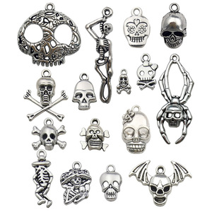 Antique Silver Alloy Halloween Skull Jewelry Charms Mixed Shapes DIY Pendant Materials Artistic Retro Style - Product Image 5