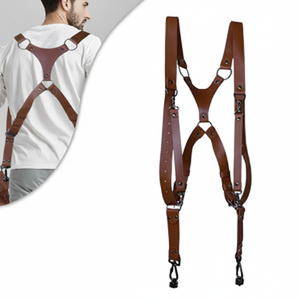 Vintage Artistic Pu <b>Leather</b> <b>Camera</b> Harness 3.8cm Width Double Shoulder <b>Strap</b> for SLR Photography Accessories - Product Image 1