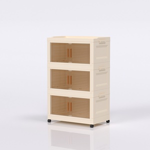 Clear Plastic <strong>Folding</strong> <strong>Drawers</strong> Collapsible <strong>PP</strong> <strong>Storage</strong> Bin Organizer System Space-Saving Chest of <strong>Drawer</strong> for Closet Bedroom Office - Product Image 1