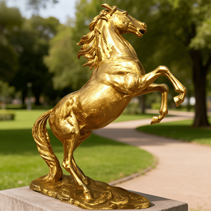 カスタムシミュレーションガーデンアニマル彫刻スクエアメタル鋳造ブロンズ等身大馬像 - Product Image 1