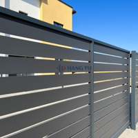 Clôture de jardin en aluminium décorative d'extérieur à lattes horizontales, facile à installer, kit de clôture métallique à persiennes et portail coulissant pour allée