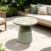Table d'extérieur circulaire moderne en alliage d'aluminium, au style épuré, idéale pour les activités de plein air et facile à transporter