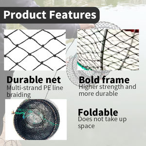 Cebo de pesca, trampa para cangrejos, trampa para pececillos, trampa para cangrejos, langosta, camarones, redes de fundición plegables, accesorios de pesca plegables portátiles - Product Image 3