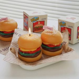 Velas Aromáticas de Cera de Soya con Forma de Hamburguesa para Decoración de Mesa en Fiestas de Cumpleaños, Divertidas Velas con Aroma a Comida - Product Image 1