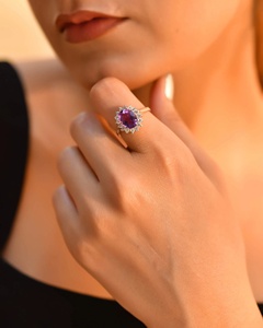 แหวนเงินอเมทิสบาบลูมมแหวนแฟชั่นที่สร้างขึ้นอย่างเชี่ยวชาญด้วยการเน้นพลอยสีม่วงสดใสสีม่วงเข้ม - Product Image 6