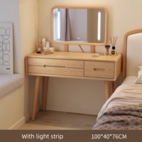 Table de maquillage minimaliste en bois massif de style chinois moderne, réglable et éclairée, pour petite chambre, nouveau modèle