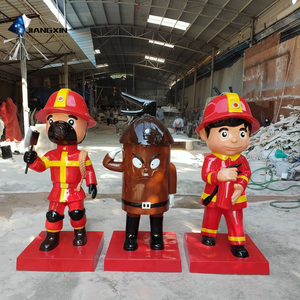 Exposição da segurança do fogo-Esculturas do bombeiro & do extintor da fibra de vidro com base vermelha para shopping centers & fábricas - Product Image 4