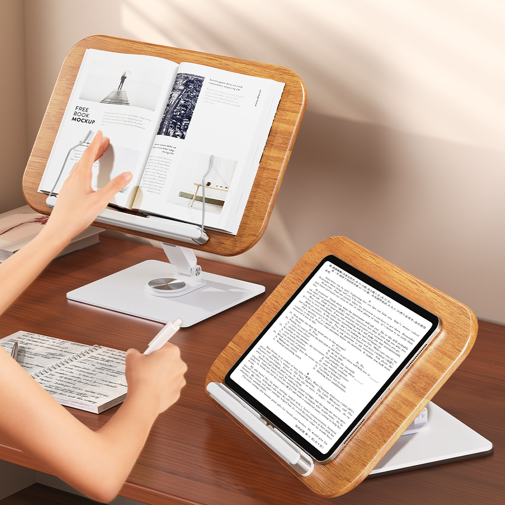 Bnnrjia Metal Book Stand, Adjustable Angle Tablet Reading Rack Holder