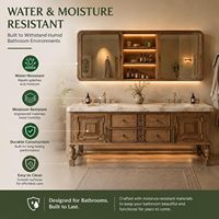 Ensemble de meubles de salle de bain mural en bois massif style ferme moderne 2026 Juerte OEM avec lavabo en céramique, table complète et miroir LED argenté