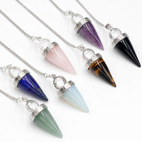 Pendentif en cristal naturel rétro de haute qualité, coloré et tendance, en forme de cône, pour décoration, vente en gros, idéal pour cadeau