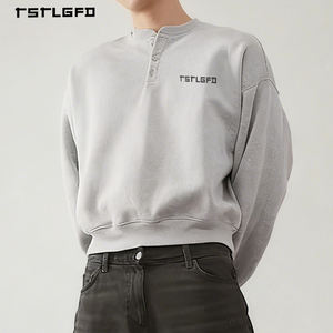 Sweat à capuche demi-zip en tissu éponge pour homme avec logo personnalisé, blanc, 370 g/m², rayé, coupe régulière, épaules tombantes, esthétique luxe discret - Product Image 2