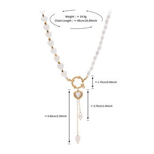 Collana con Ciondolo Asimmetrico a Cuore ABAS con Perle e Occhio di Tigre, Placcata in Oro 18K, Girocollo in Acciaio Inossidabile con Nappa per Donne - Product Image 6