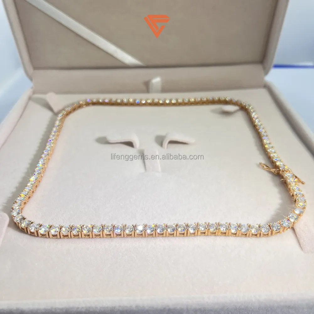 Pass the diamond tester hip hop jewelry Small size 4mm 5mm vvs1 lab diamond moissanite tennis chain sterling silver rose gold