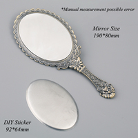 Miroir de poche ovale vintage DIY avec poignée, cadre floral antique, miroir de maquillage portable rétro, cadeaux pour femmes, miroir décoratif