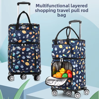 Personnalisé Mobile Portable Pliable Voyage Camping Voiture Sac Supermarché Magasin Shopping Chariots Main Chariot Shopping Sac avec Roues